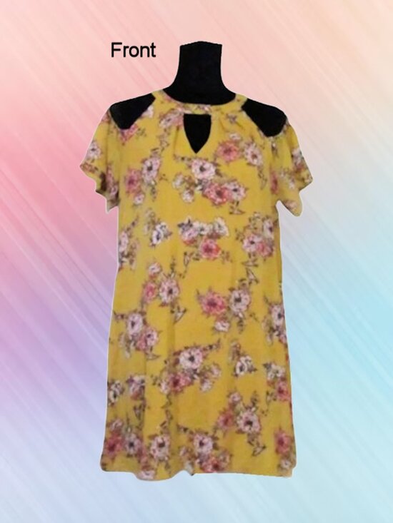 As U Wish Dresses & Skirts - AS U WISH size M mini dress cold shoulder yellow floral lined